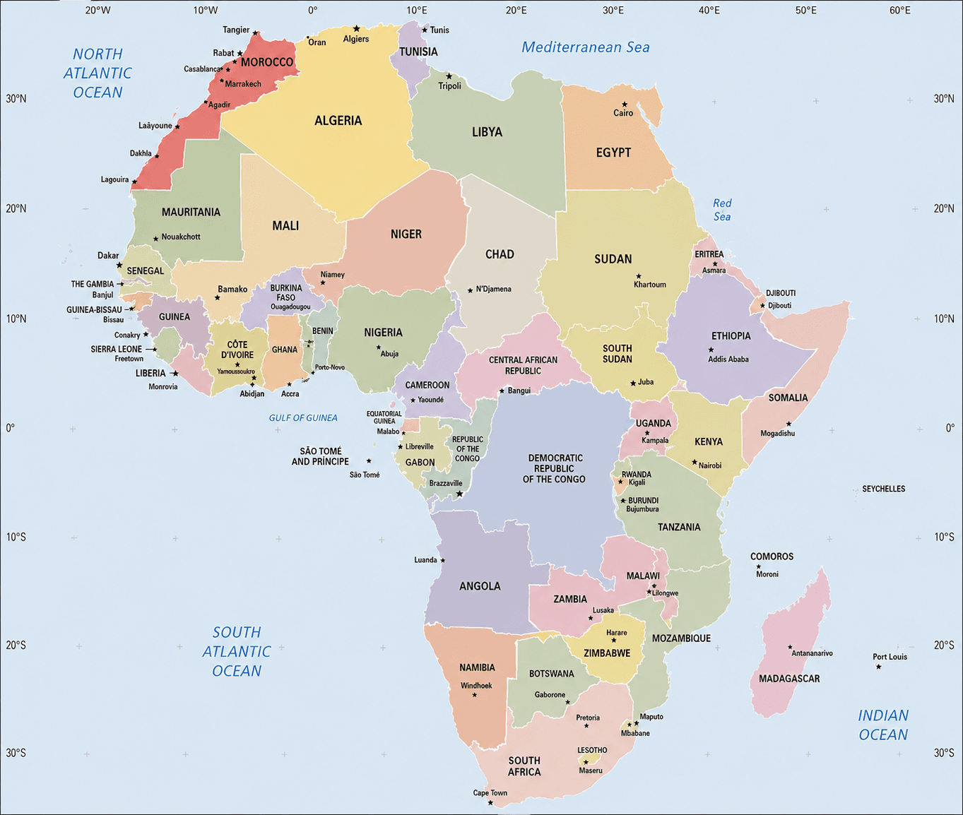 Carte politique de l'Afrique